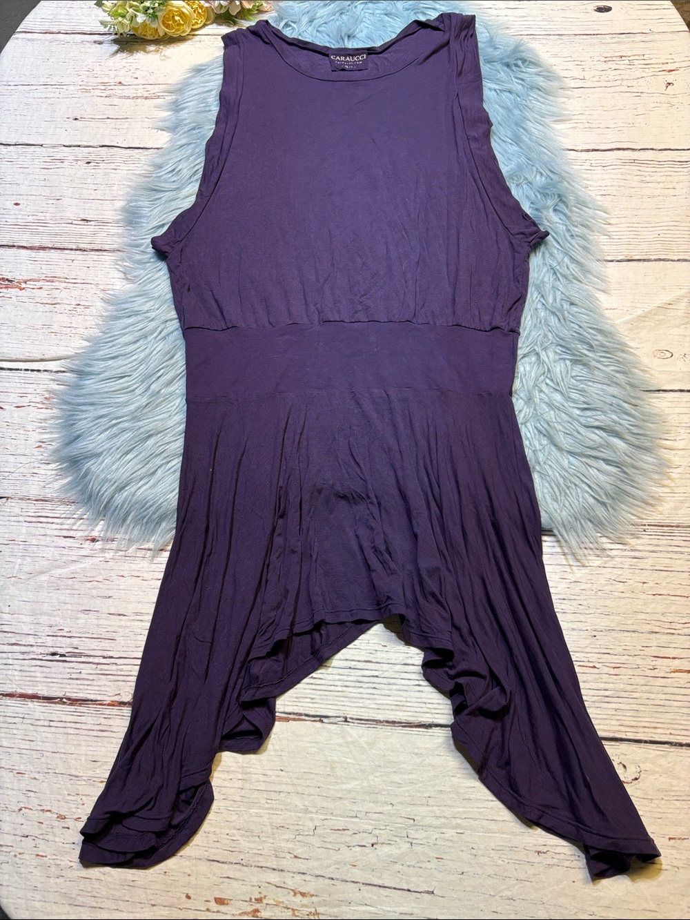 Caraucci Purple Jersey Asymmetrical Dress sz M/L